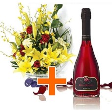 Bottle of Brachetto + Flowers (Curated)